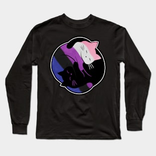 Genderfluid Yin Yang Cat Long Sleeve T-Shirt